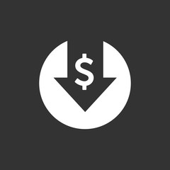 Poster - Cost reduction icon. Dollar Down Icon Vector