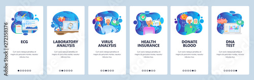 Mobile App Onboarding Screens Hospital Lab Analysis Blood