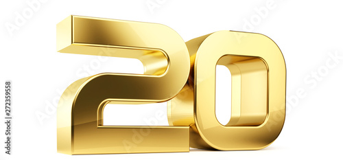 Fotografía 20 golden bold letters symbol 3D-Illustration