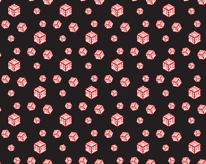 Poster - Red symbol sale tag vector. Sales pattern seamless geometric cube.