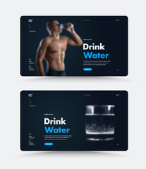 Poster - Vector website black page design for a personal trainer or nutritionist with a headline about the rate of water you drink.