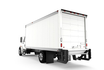 Wall Mural - Back white truck isolated on a white background