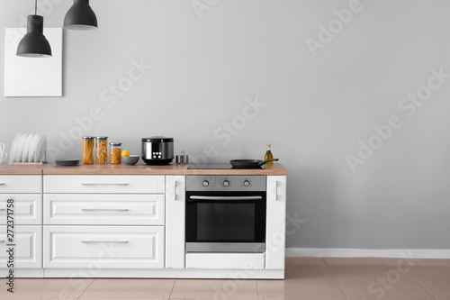 Interior of kitchen with modern oven Tableau sur Toile