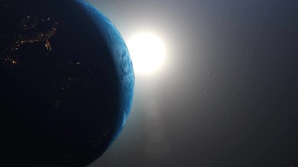 sunrise over earth view from space