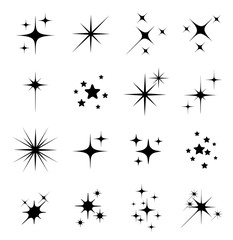 Wall Mural - set of different beautiful star and spakle shapes vector, collection