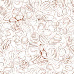 Hand drawn nuts.Vector  seamless pattern