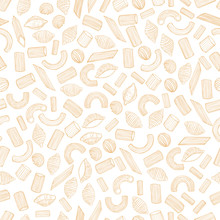Different Types Of Dry Italian Pasta.  Vector Seamless  Pattern