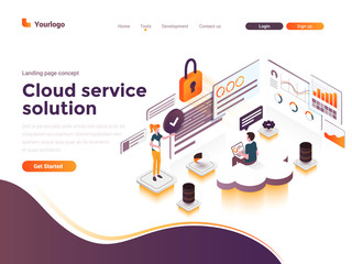 Poster - flat color modern isometric concept illustration - cloud service