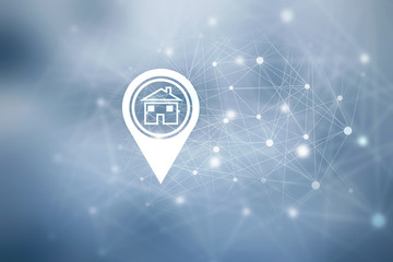 Aufkleber - 2d illustration Search for Property.a Map with Large Red GPS Pointer containing