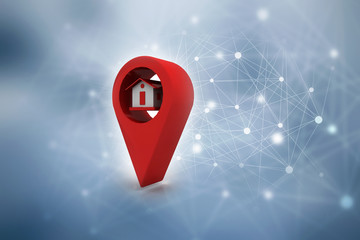 Aufkleber - 3d illustration Search for Property.a Map with Large Red GPS Pointer containing