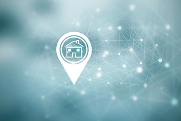 Aufkleber - 2d illustration Search for Property.a Map with Large Red GPS Pointer containing