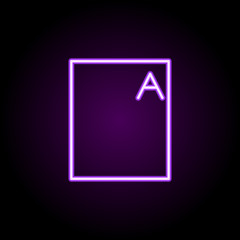 Poster - editorial, files neon icon. Elements of editorial design set. Simple icon for websites, web design, mobile app, info graphics