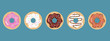 Colorful set of donut. Sweet sugar donuts. Vector illustration.