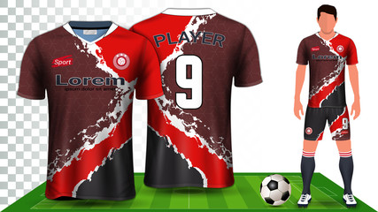 Wall Mural - Soccer Jersey, Sport Shirt or Football Kit Uniform Presentation Mockup Template, Front and Back View Including Shorts and Socks and it is Fully Customization Isolated on Transparent Background.