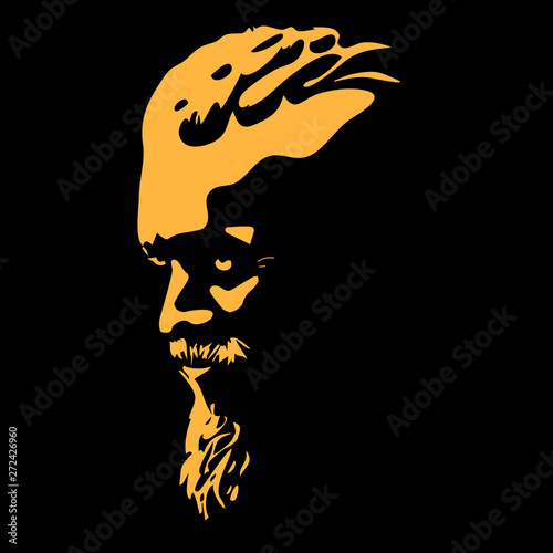 Fotografía Bearded man portrait profile silhouette, backlight