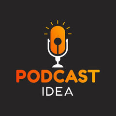 Wall Mural -  logo or icon podcast with idea or lamp,vector graphic