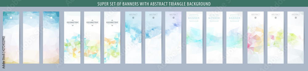 Set of abstract vector banner with triangle background. Template for design - obrazy, fototapety, plakaty 