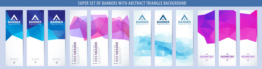 Wall Mural - set of abstract vector vertical banner with triangle background. template for design