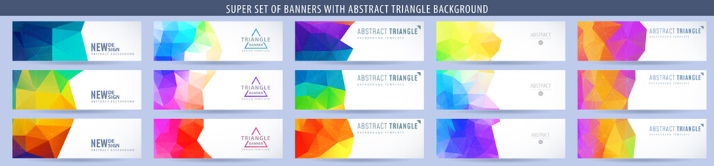 Wall Mural - set of abstract vector banner with triangle rainbow background. template for design