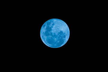blue full moon on the dark night