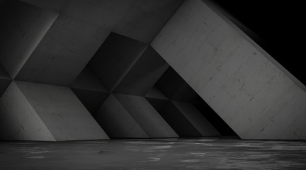 Wall Mural - Abstract empty concrete space with geometric shapes, contemporary architecture background, 3d render.