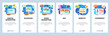 Mobile app onboarding screens. Online shopping, seo and digital marketing, video blogging. Menu vector banner template for website and mobile development. Web site design flat illustration