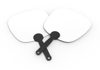 Wall Mural - Blank Hand Held Plastic Fan for branding. 3d render illustration.