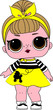 Yellow doll decoration for T-shirt