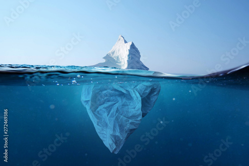 Cuadros en Lienzo Iceberg - plastic bag with a view under the water