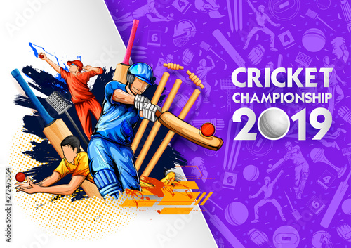 Fotografía illustration of batsman playing cricket championship sports 2019