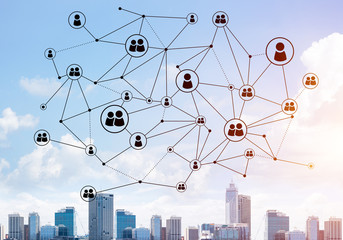 modern city and social net as concept for global networking