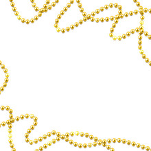 Decorative Frame With Shiny Realistic Gold Beads, Jewelry, Vector Illustration Background