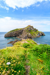 Wall Mural - sunny day at gaztelugatxe island, located at basque country coastline