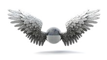 3D Illustration Of Disco Ball With Wings