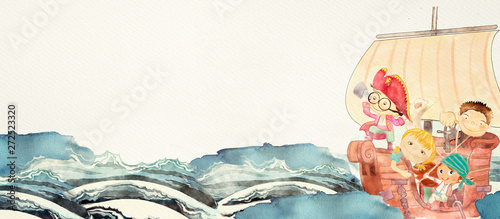 Naklejki do przedszkola pirates-watercolor-illustration-for-children