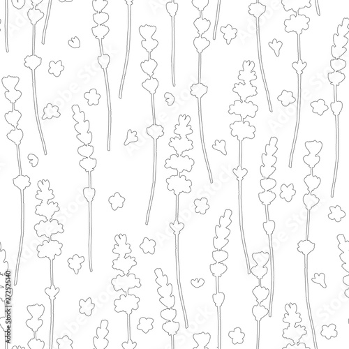 Dekoracja na wymiar  kwiaty-lawendy-fioletowy-kontur-linii-sylwetki-wzor-na-bialym-tle
