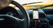 © velimir - car trip on a sunny day, navigator in the smartphone in the summer