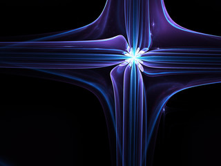 Wall Mural - Dark purple and blue fractal cross, digital artwork for creative graphic design