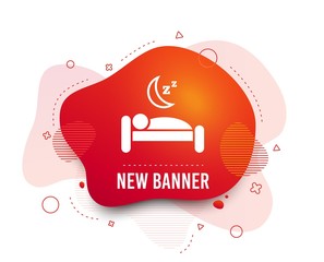 Wall Mural - Fluid badge. Hotel apartment sign icon. Travel rest place. Sleeper symbol. Abstract shape. Gradient rest icon. Flyer liquid banner. Vector