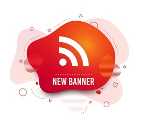 Poster - Fluid badge. RSS sign icon. RSS feed symbol. Abstract shape. Gradient rss icon. Flyer liquid banner. Vector