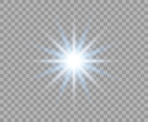 blue flash glowing with radial rays. abstract sun. bright burst of light. vector christmas design el