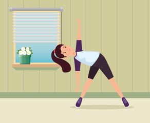 girl practice yoga healthy activity in the home