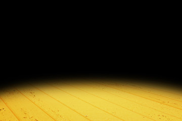 Dark vivid yellow Plank wood floor texture perspective background for display or montage of product,Mock up template for your design