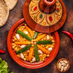 Wall Mural - Vegetable tagine with almond and chickpea couscous