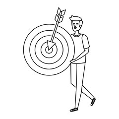 Wall Mural - young man lifting target arrow success