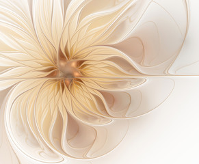 Wall Mural - Abstract fractal light beige flower