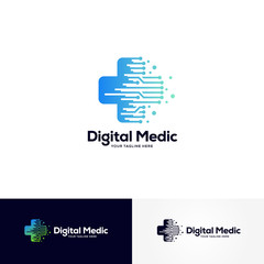 Aufkleber - digital medic logo designs template, healthcare logo designs
