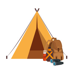 Wall Mural - tent camping with travelbag and accessories