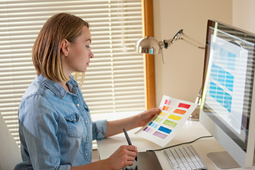 Fototapete - Artist Creative designer.web development.work with color.flane Illustrator Graphic skill concept