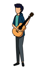 Sticker - young man playing guitar instrument